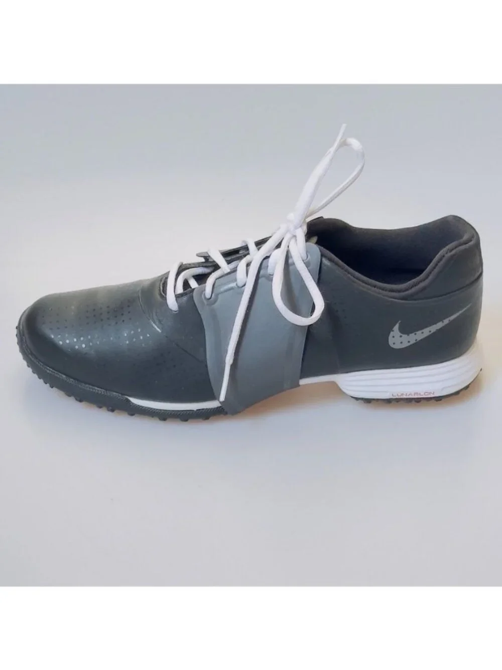 NIKE LUNARLON Women's Shoes Golf Black Blue Grey White Laces Size 7.5